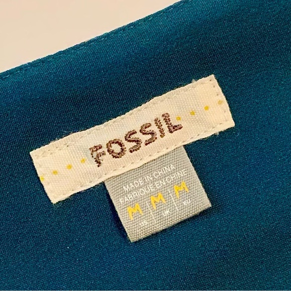 Fossil 100% Silk Teal Patterned Dress - Picture 5 of 8